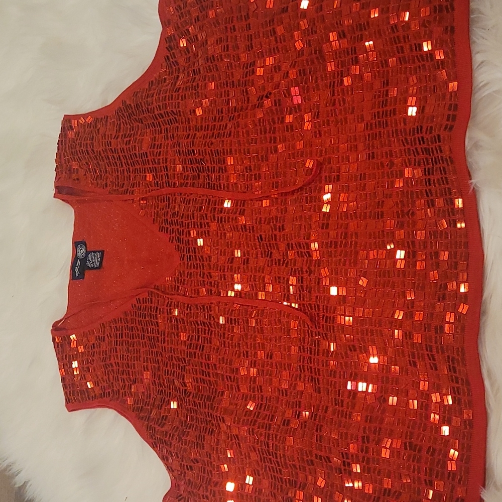 Venezia Clothing Sparkly Red Sleevless Top Size 22/24